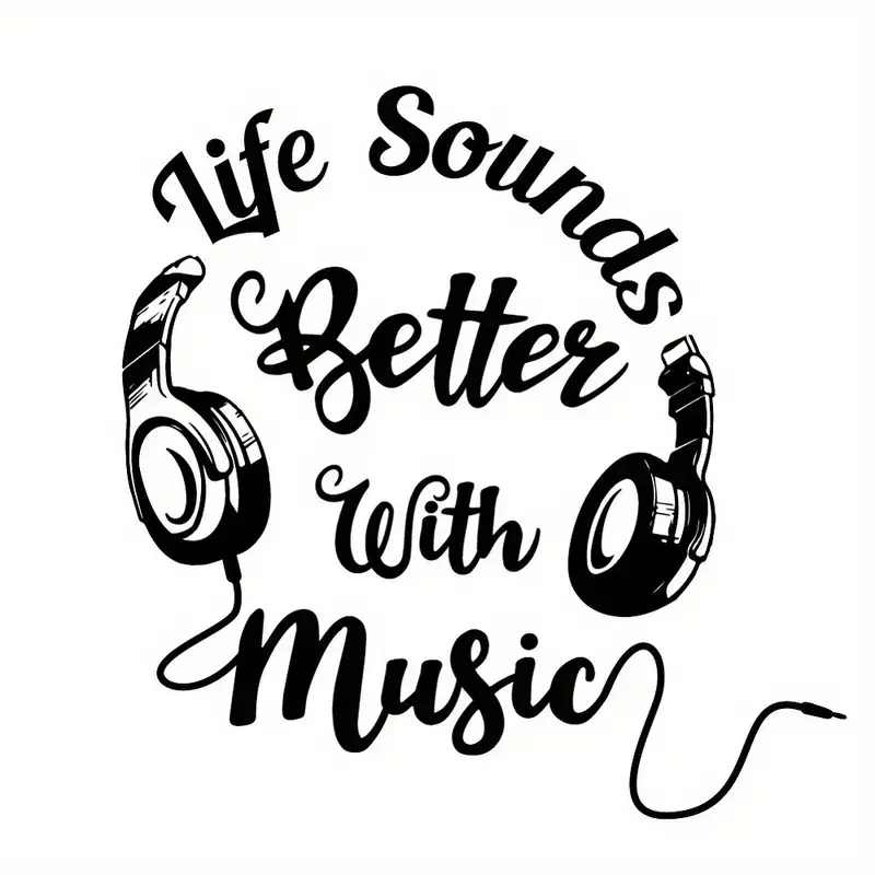 1 Sheet Black Music Wall Decal - 