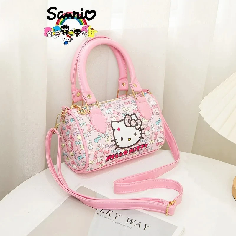 

Hello Kitty New Women's Handbag Fashion High Quality PU Women's Handbag Cartoon Versatile Large Capacity Circular Storage Bag