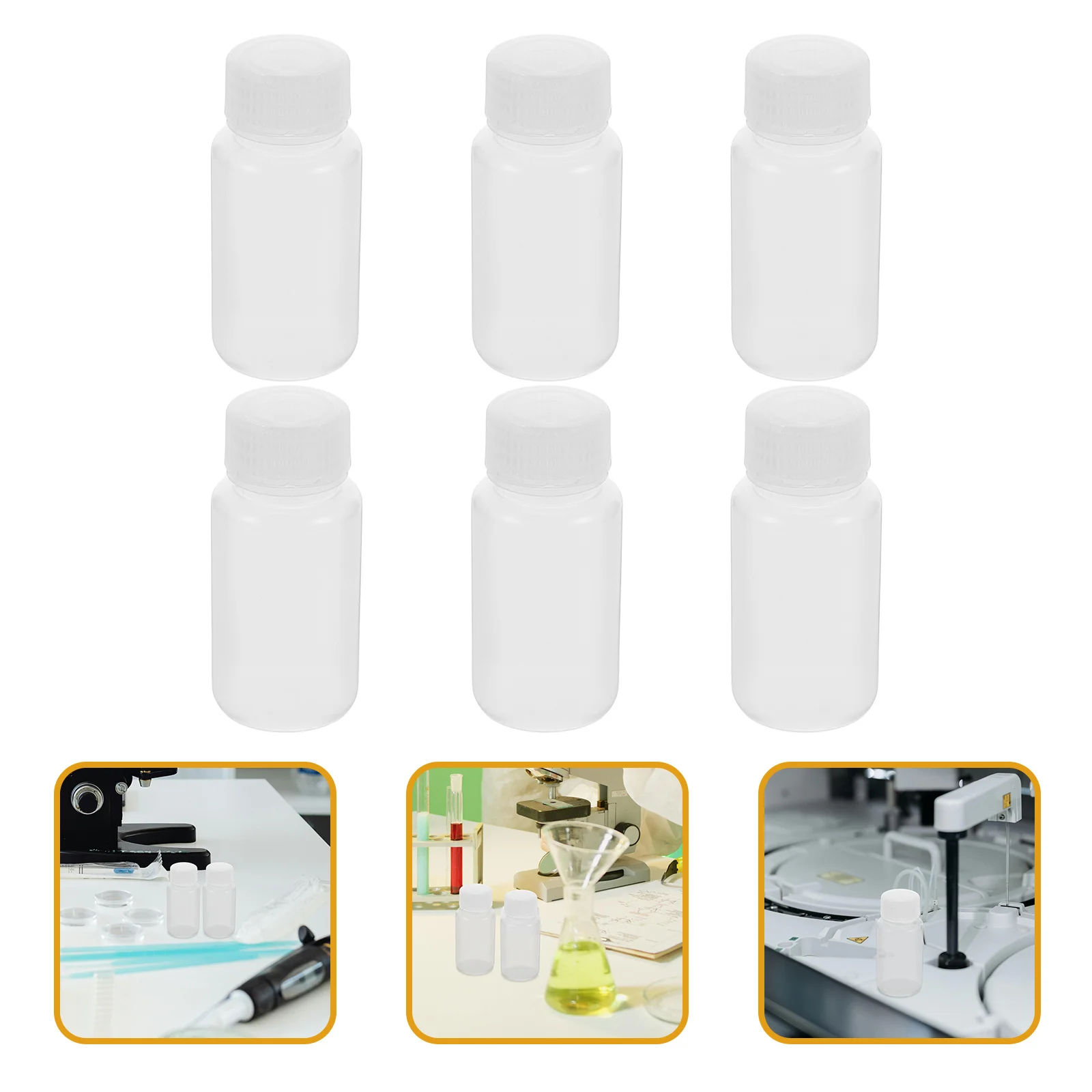 

6pcs Reagent Bottles 60Ml Pp Material High Temperature Resistant Sealing Sample Containers For Laboratory Liquid Storage Bottles