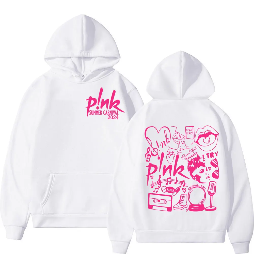 2024 Singer P!nk Summer Carnival World Tour Print Hoodies Harajuku Hip Hop Hooded Sweatshirts Men Women Fashion Casual Pullovers