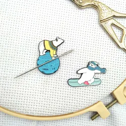 Needle Minder for Embroidery, Polar Bear, Holder for Cross Stitch, Magnetic Needle Keeper, Cute Finder, Sewing Magnet Gift