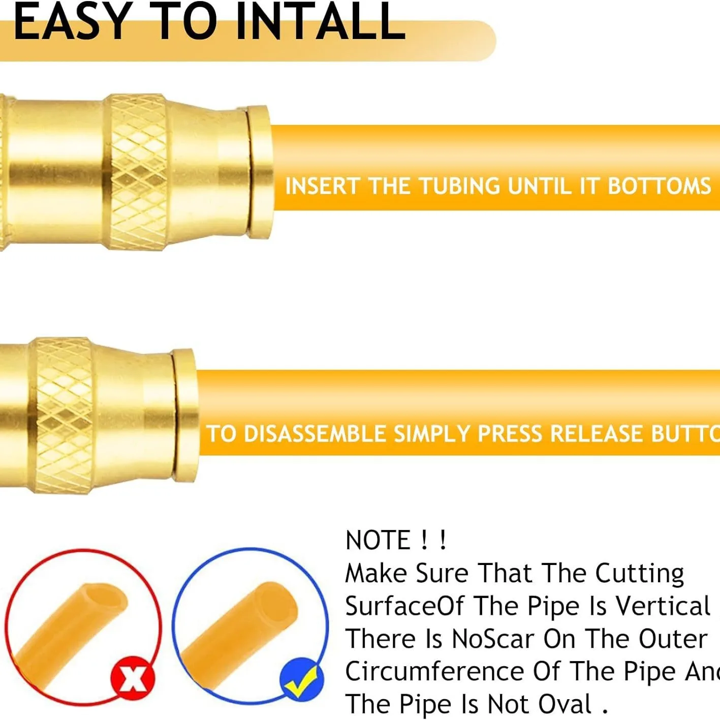 38PCS Brass DOT Tube Fittings Kit 1/4 3/8 1/2 Inch Air Line Straight Connector Set