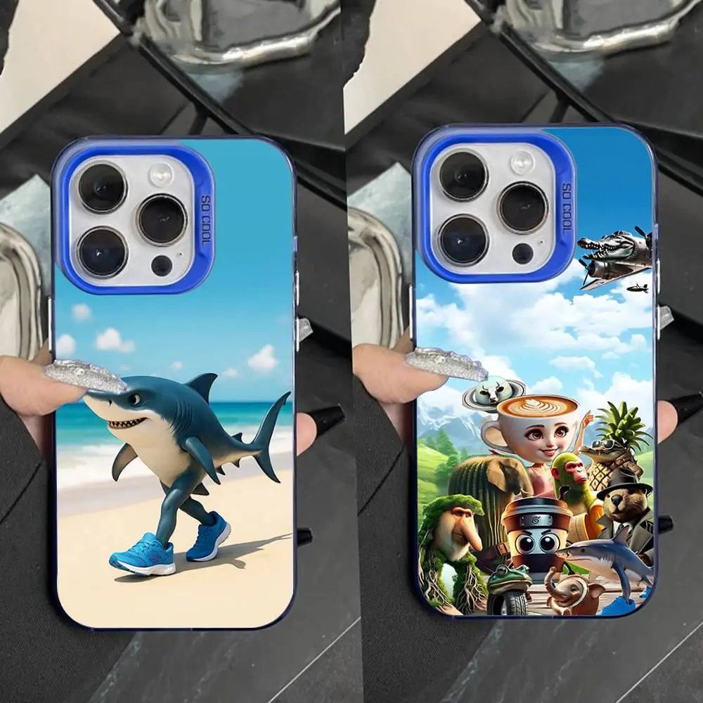 

Tung Sahur Tralalero Tralala Phone Case For iPhone 16,15,14,13,12,11,Pro,Max,Plus,Mini,XS,SE Anti Fall Blue Matte Hard Bumper