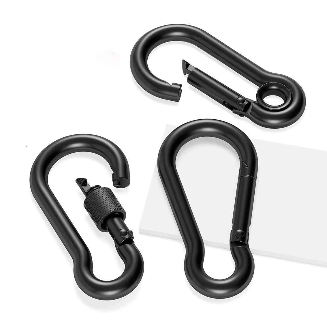 1Pcs Black Carabiner 304 Stainless Steel Spring Snap Load Bearing Buckle M4 M5 M6 M7 M8 M9 M10 M11 M12 Key Ring Hook