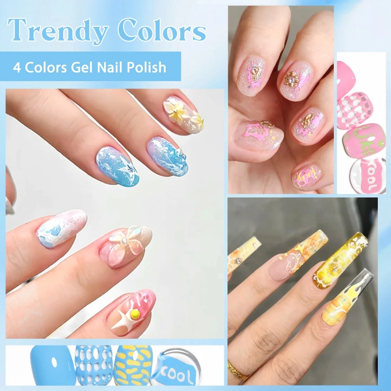 6個/セット ポーキングネイルジェルポリッシュ ポークネイルアートグルー 新スタイル 3Dテクスチャ ホール ホロー ペイント UVジェル バーニッシュ DIYネイル用品