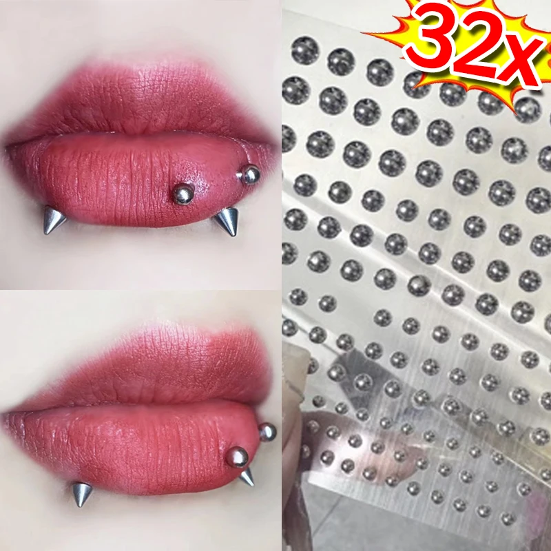 وهمية البطن الحاجب الشفاه ثقب مسمار ملصق غير مثقوب القرط مربط مجموعة جديدة وهمية الأنف الدائري ثقب المجوهرات الجلد مرساة #2