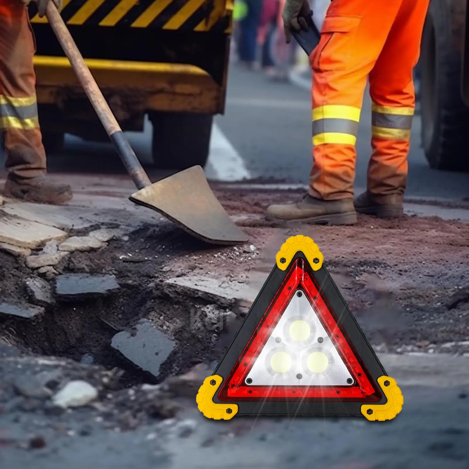Foldable LED Road Warning Triangle Quick Charging Bright Safety Sign Lightweight Portable Emergency Alert for Automotive Use