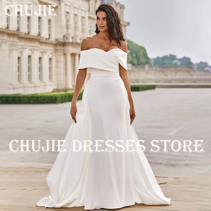 

Off The Shoulder Sweetheart Wedding Dresses Woman Fitting Bridal Gowns Detachable Train Custom Made Bride Dress Vestido de novia