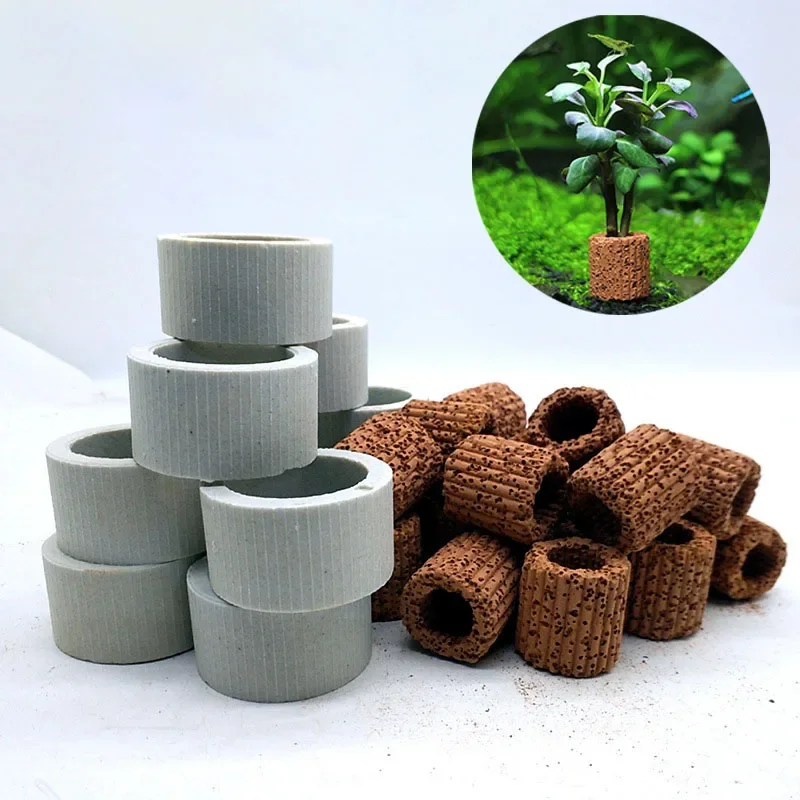 Fish Tank Water Plants Fixed Base Planting Basin Aquarium Decorations Ceramic Ring Aquatic Plant Fixing Pot Polka Potted