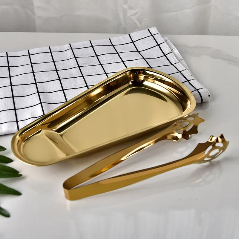 304 stainless steel hollowed out gold-plated hotel supplies self-service restaurant bread clip food clip food clip tray