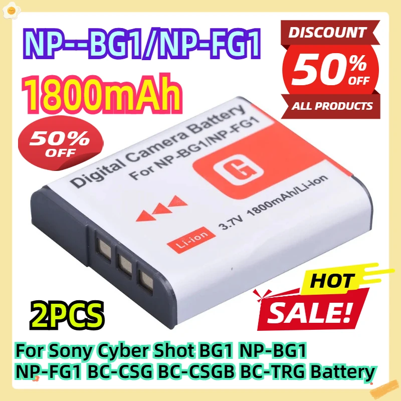 

For Sony Cyber Shot BG1 NP-BG1 NP-FG1 BC-CSG BC-CSGB BC-TRG Battery 2pcs