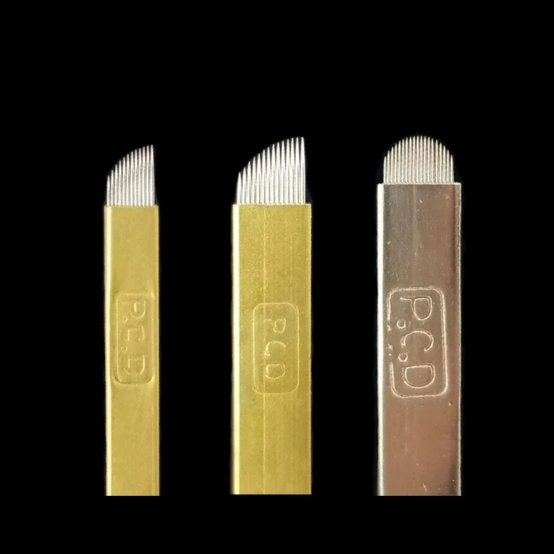 Golden Tebori 3D Tattoo Pen with 40pcs 12PCD Blade Microblading Tattoo Needles Permanent Makeup Manual for Professional Eyebrow