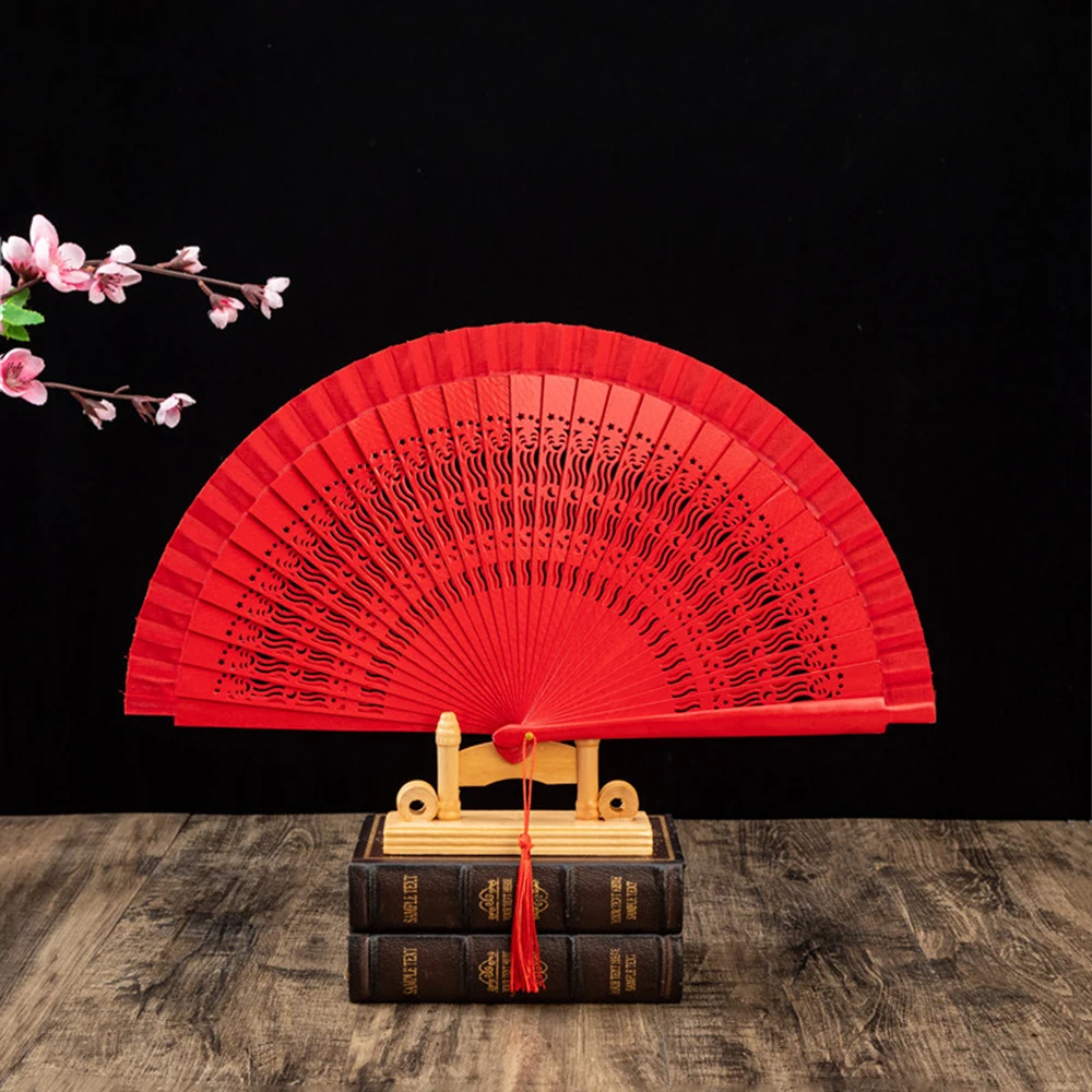 Vintage Wooden Folding Hand Fan Chinese Style Dance Fan Japanese Room Decor Home and Decoration Party Gifts