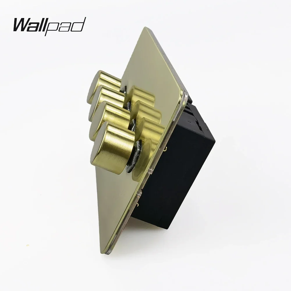 Imagem -03 - Wallpad-ouro Escovado Led Dimmer Switch Push on Off Painel de Aço Inoxidável Botão de Metal Gang Way