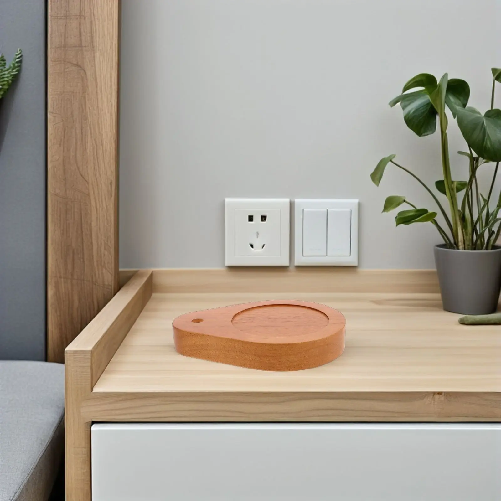 Solid Wood Desk Lamp Base Drop-shaped Table Wooden Bases LED Light Display Natural