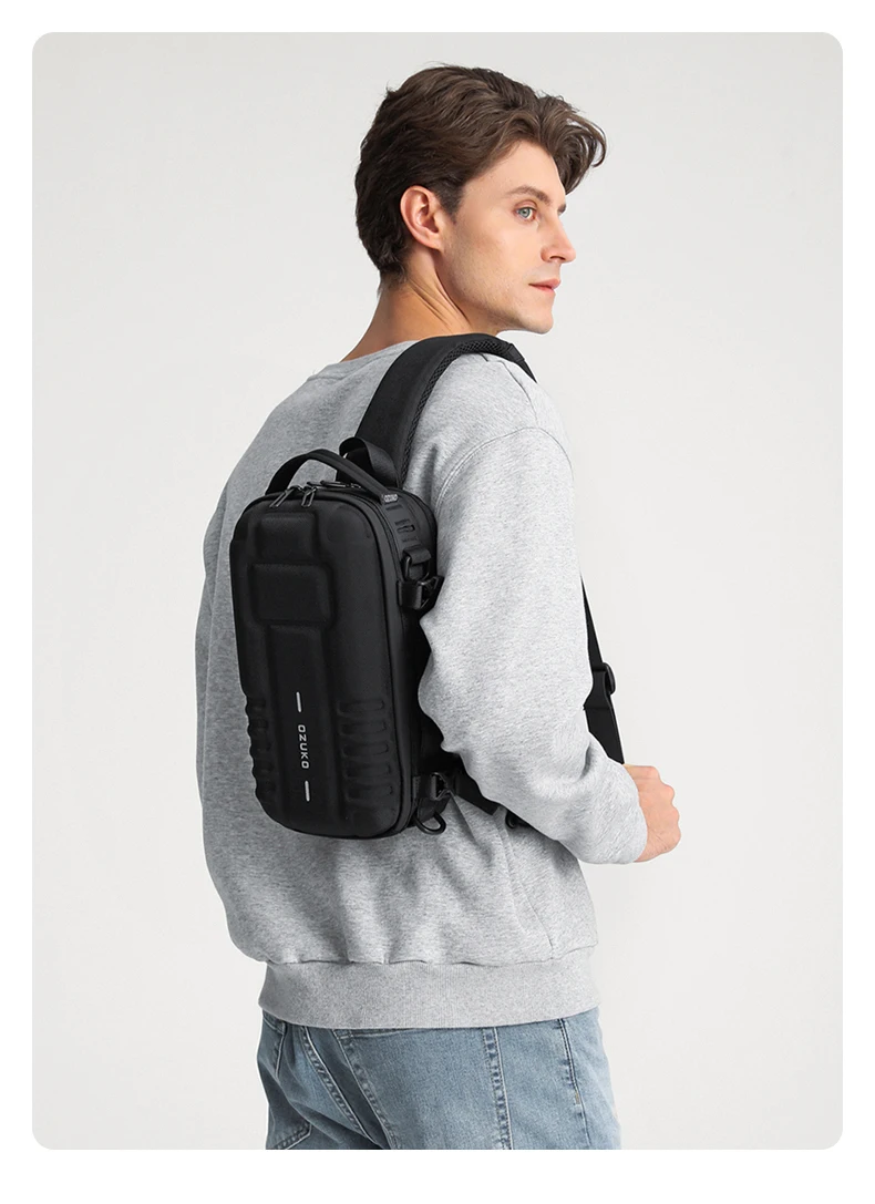 OZUKO Hard Shell Chest Bag MenSports Shoulder Bag Multifunctional Large Capacity Waterproof High Quality Outdoor Tactical Bag
