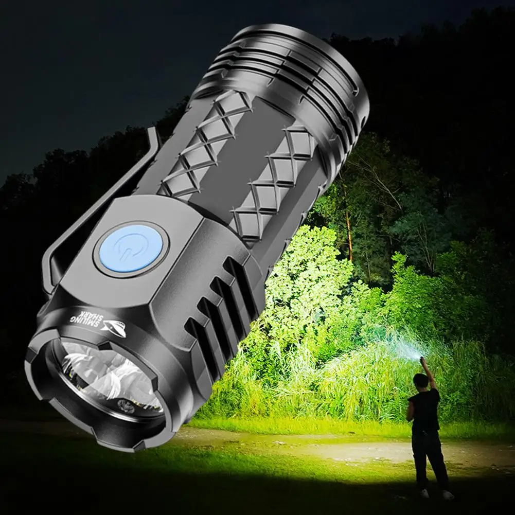 Mini Rechargeable Flashlight Bright Outdoor Lighting Lightweight Portable Torch No Dim Illumination Camping Hiking Accessory ﻿