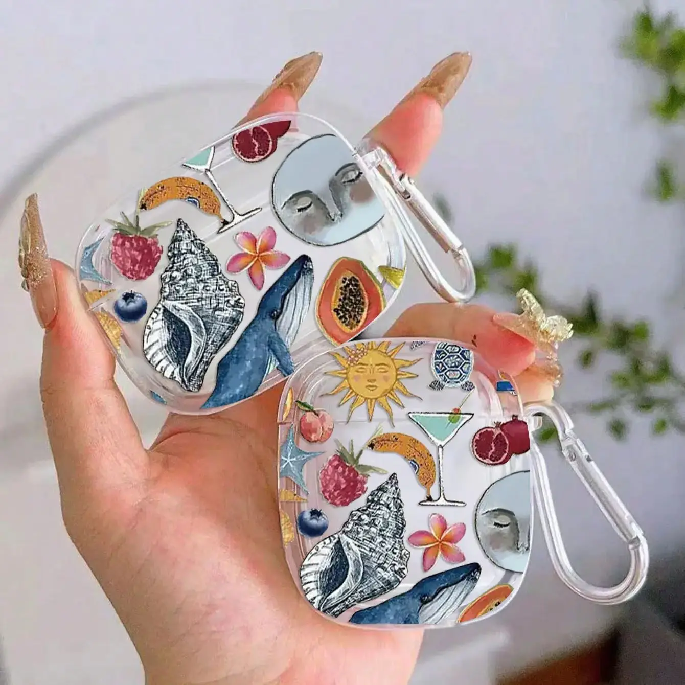 Conch Wireless Bluetooth Hülle für AirPods 4 3 1/2 AirPod Pro und Pro2 Hülle TPU Headset Schutzhülle mit Haken