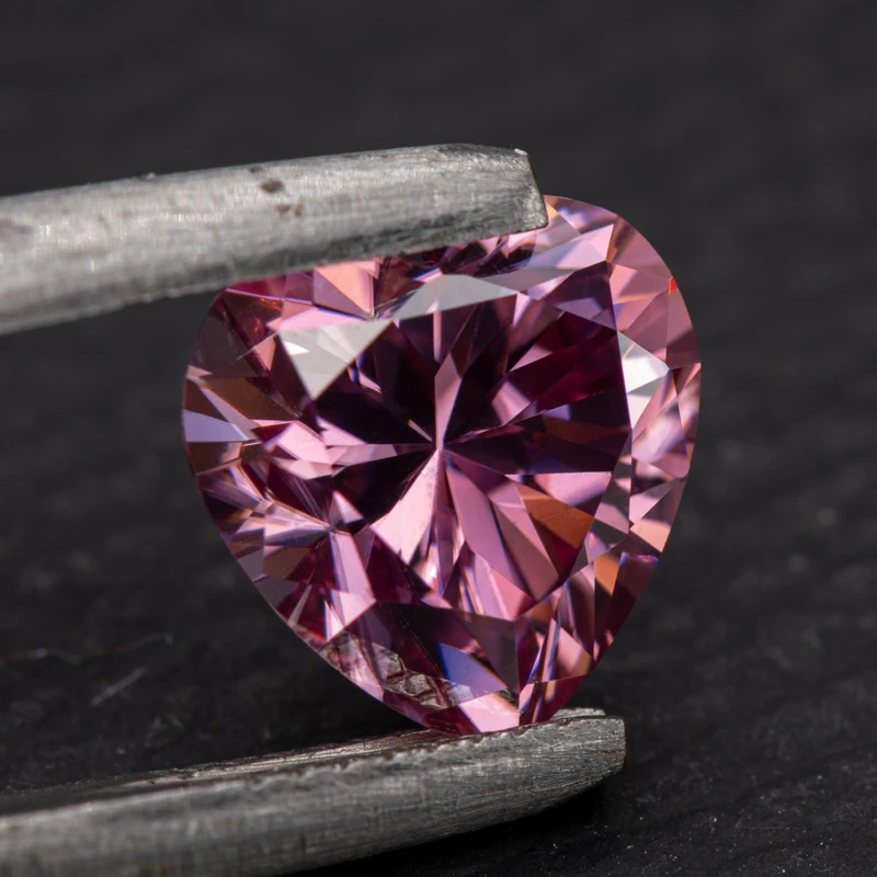 Moissanite Stone Heart Shape Pink Color Extremely Shiny Charms Gemstone DIY Ring Necklace Earrings Main Materials Certificate