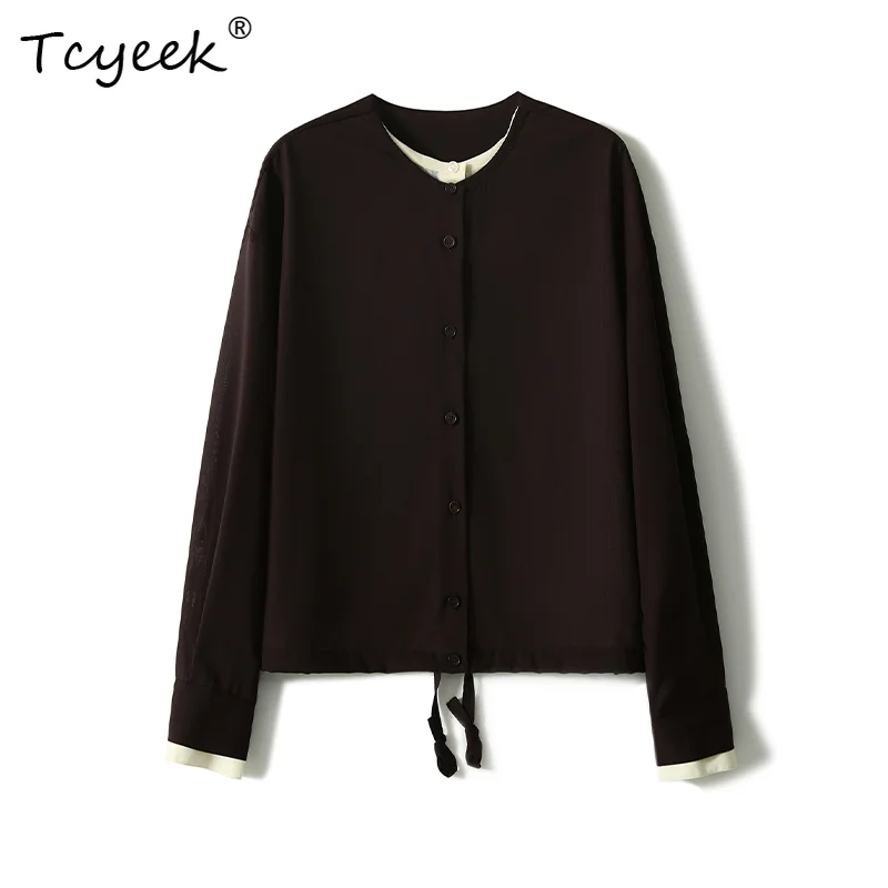 

Tcyeek, 49.2%Sheep Wool, Fake 2piece Cardigan For Women, Long Sleeve, Designed Vintage Shirt, 2024 Autumn Winter Tops T49322QM