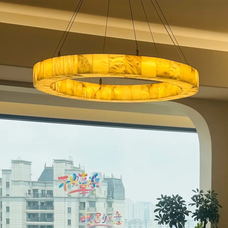 

Modern Nordic American Style Marble Chandelier 2025 Adjustable Brass Pendant Lamp Ceiling Luster Restaurant Bar