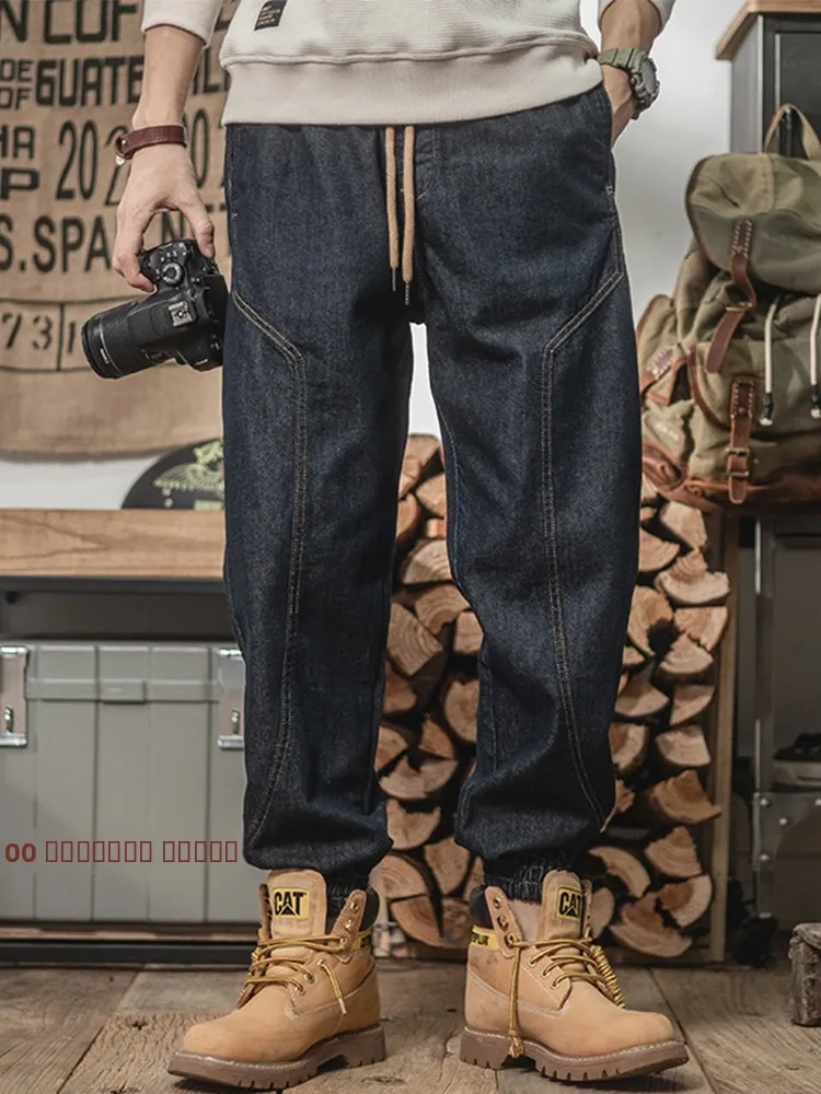 

Мужские брюки в стиле американского ретро, повседневные рабочие брюки, свободные прямые брюки-харланы для молодежи, весна-осень, повседневные джинсы