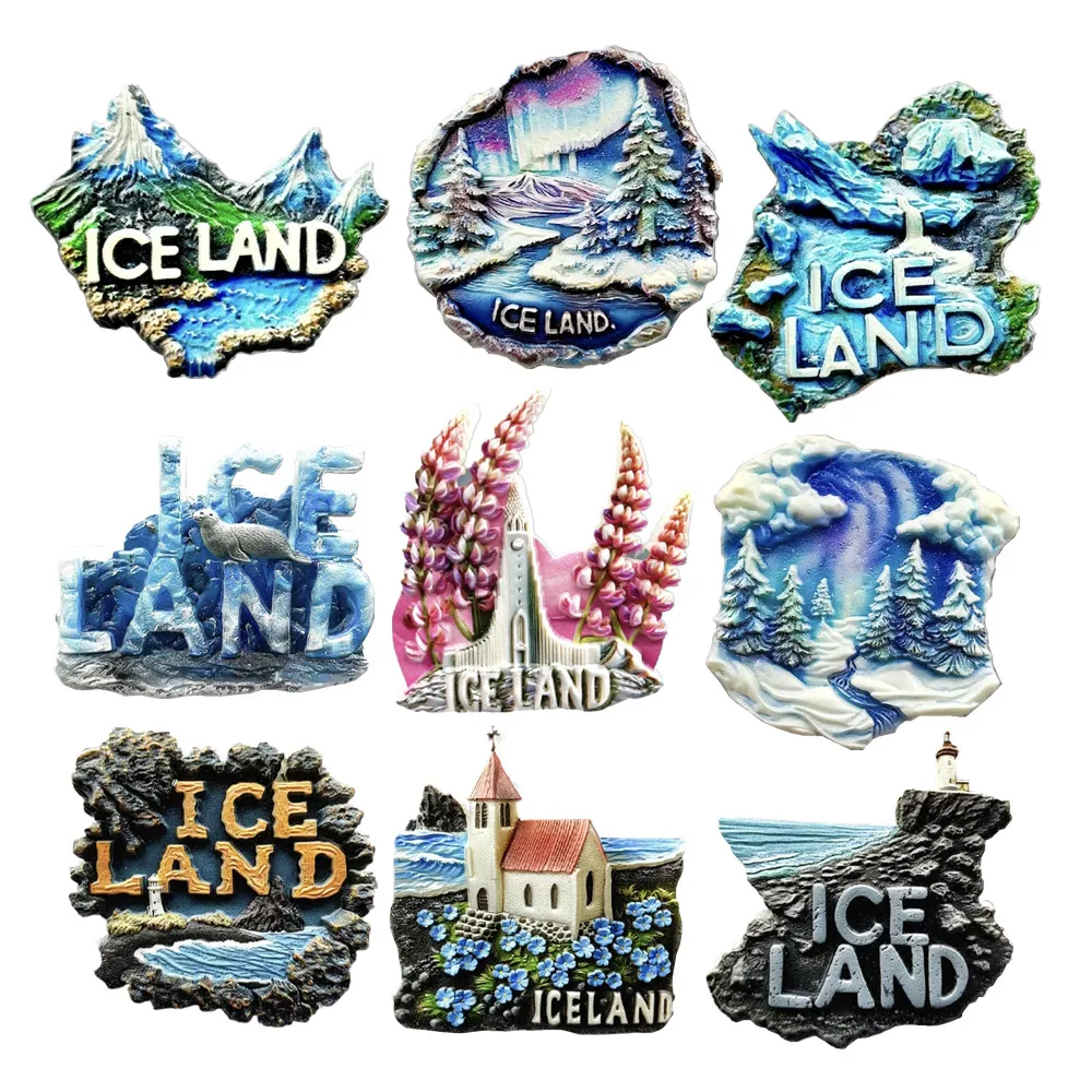 

Europe Iceland Resin 3D Fridge Magnets Tourism Souvenir Refrigerator Sticker Handicraft Gift Decoration