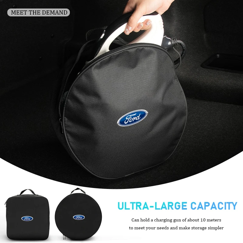 Bolsa de almacenamiento para pistola de carga de coche, organizador de cables para coche eléctrico, tela Oxford, para Ford Fiesta Ranger Mondeo Escape Ecosport Fusion Explorer