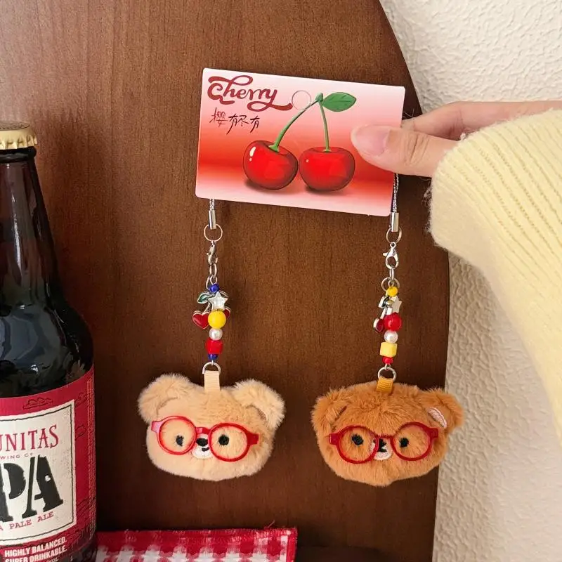 พวงกุญแจตุ๊กตาหมีเชอร์รี่น่ารัก 1 ชิ้น ของขวัญพวงกุญแจโทรศัพท์มือถือ จี้กระเป๋าเป้สะพายหลัง