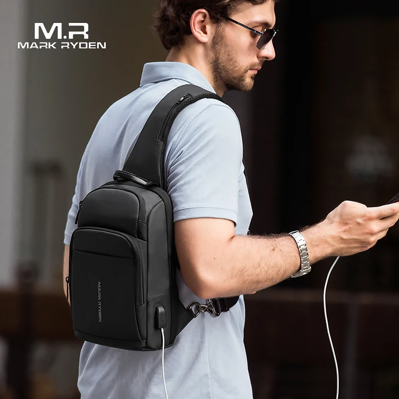 Mark Ryden Chest Bag Man Anti-thief Sling Bag Waterproof Men Crossbody Bag Fit 9.7 inch Ipad Fashion Shoulder Bag