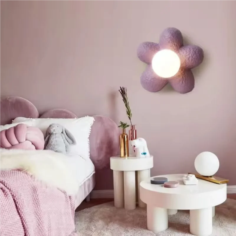 

LED Petal Lamp Cute Bedroom Wall Lights Modern Romantic Princess Room Children's Room Little Girl Room Decor Wall Lamps Reading