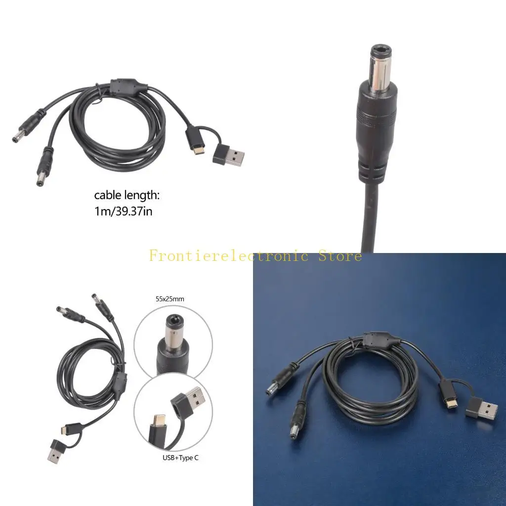 G8DB 100cm USB A Or Type C To Two 5.5x2.5mm DC5525 Power Supply Cord 5V 3A For Small Appliances And Electronics