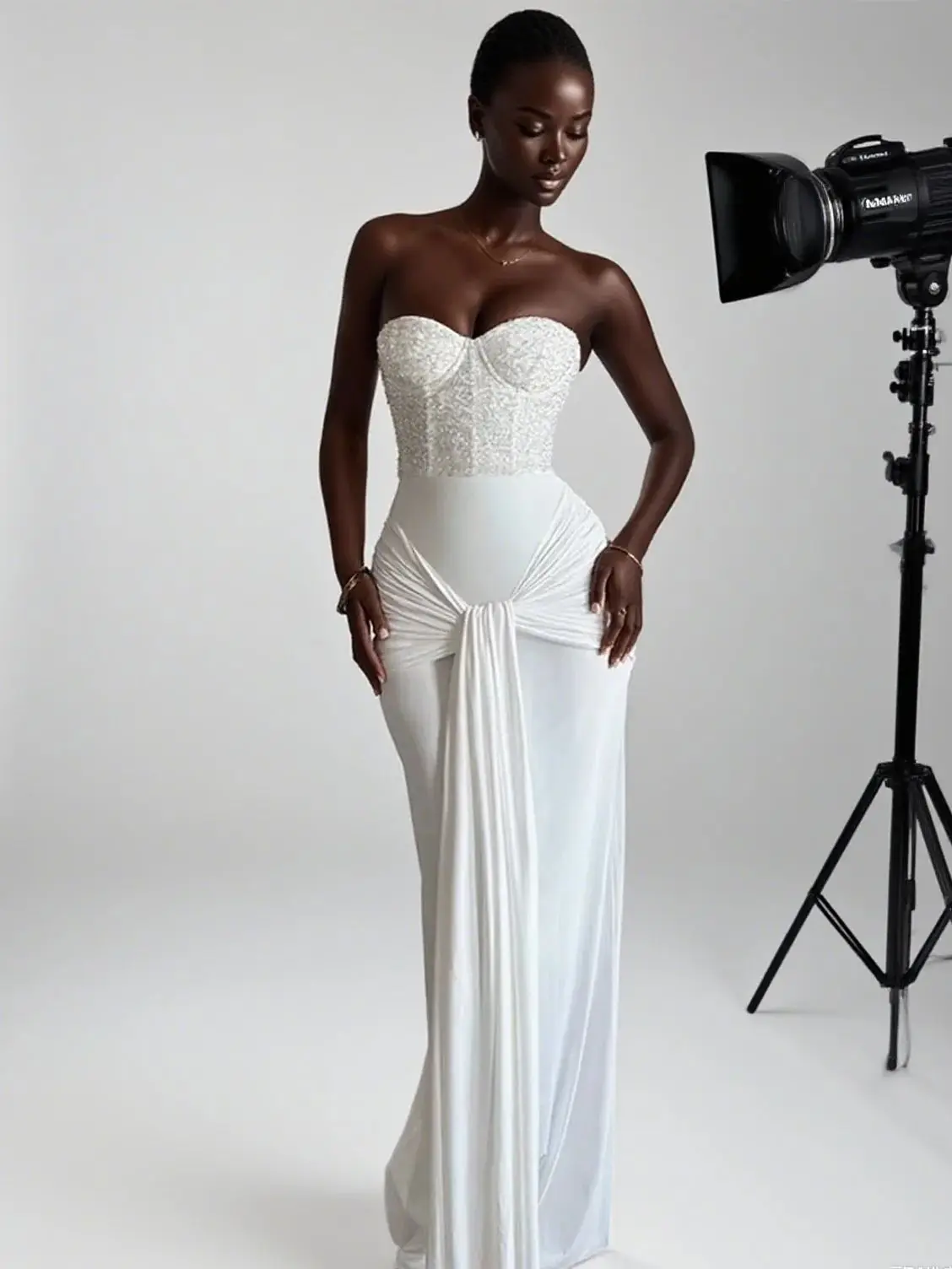 Vestido de retazos de lentejuelas para mujer, vestido Sexy de gato extraño, elegante, sin tirantes, con nudo, cinta envuelta, ajustado, para banquete, actividad, fiesta, ceñido al cuerpo