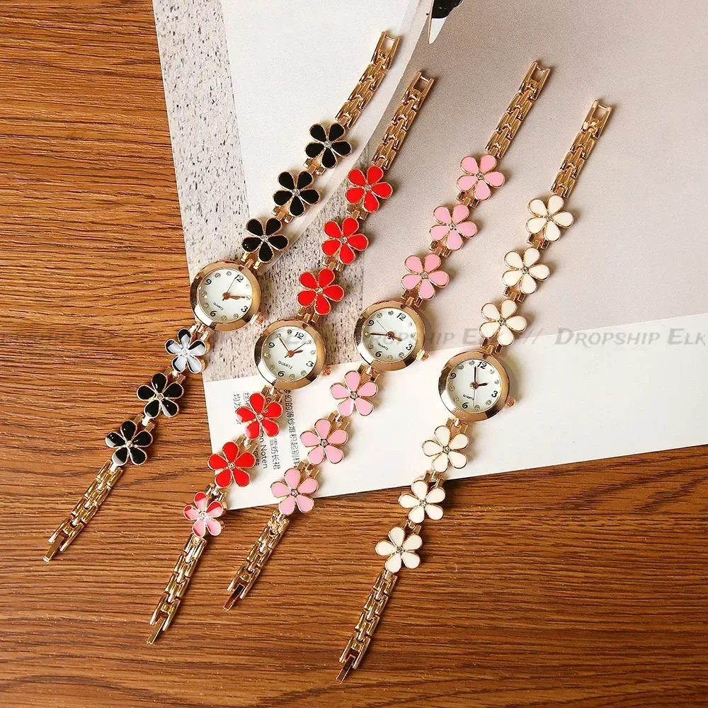 Аналоговые кварцевые часы с круглым циферблатом, браслет с цветочной цепочкой, браслет, наручные часы со стразами, женские часы-браслет, женские часы Relogio