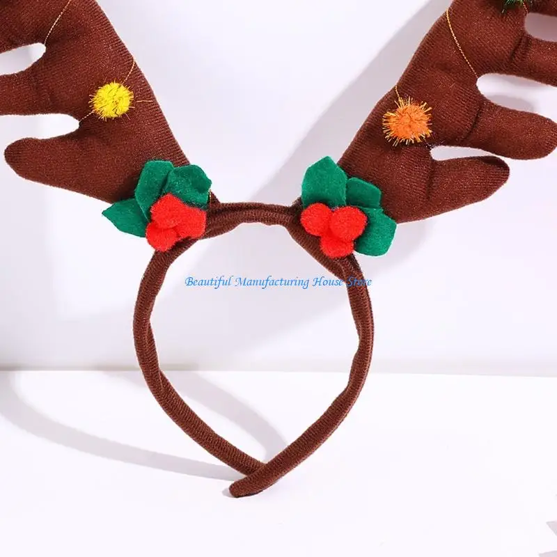 

E56A Mistletoe Antler Headpiece With Soft Material Perfect For Holiday Parties Family Gatherings