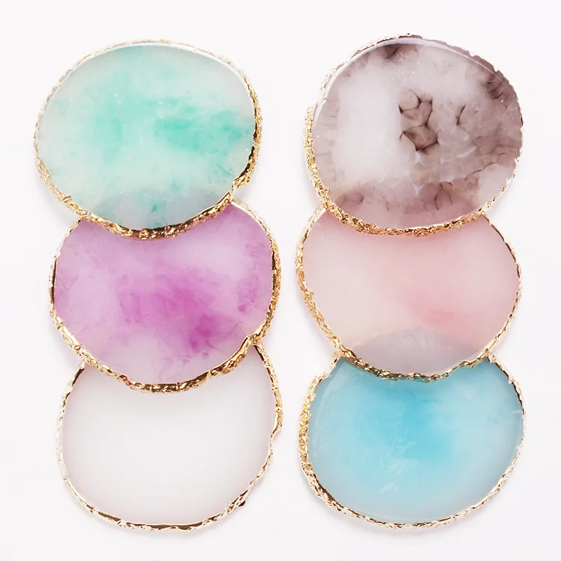 Nail Art Palette False Nail Tips Mixing Color Drawing Pallet Gel Polish Display Shelf Round Resin Agate Stone Manicure Tool