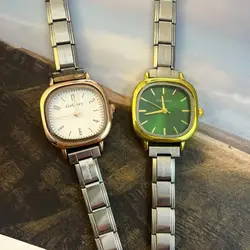 Chic Design Minimalist Women Men Squarel Quartz Watch Stainless Steel Strap Fashion Party Birthday Daily Perfect Gift