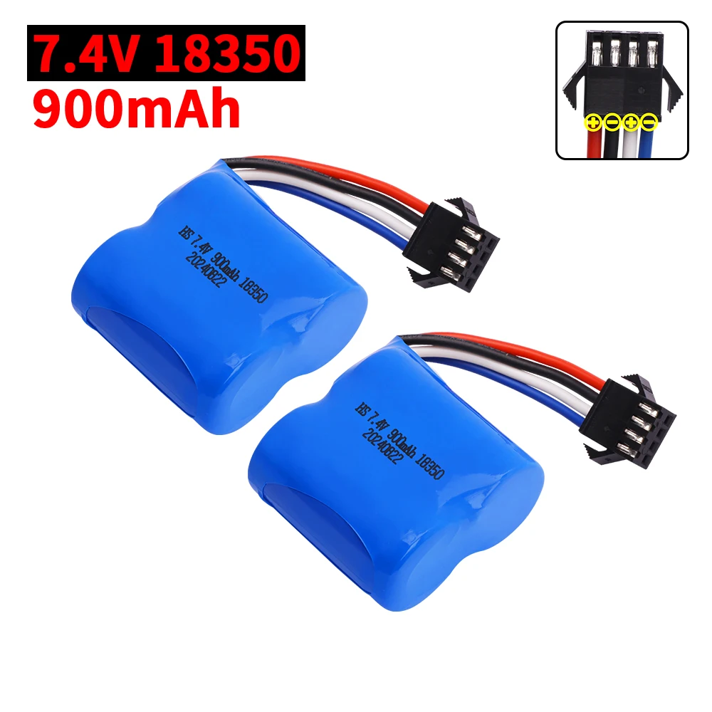 SM-4P Plug 7.4V 900mAh 18350 Li-ion Battery For HJ808 HJ813 HJ815 UDI 001 UDI001 HQ960 Remote Control High-speed Boat Battery