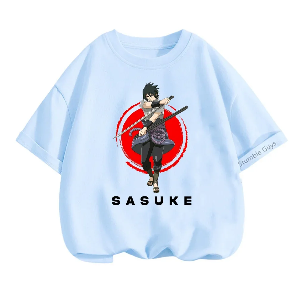 

Детская футболка Kawaii Sasuke с аниме «Narutos», детская повседневная одежда, футболка, модная футболка для мальчиков и девочек Y2K