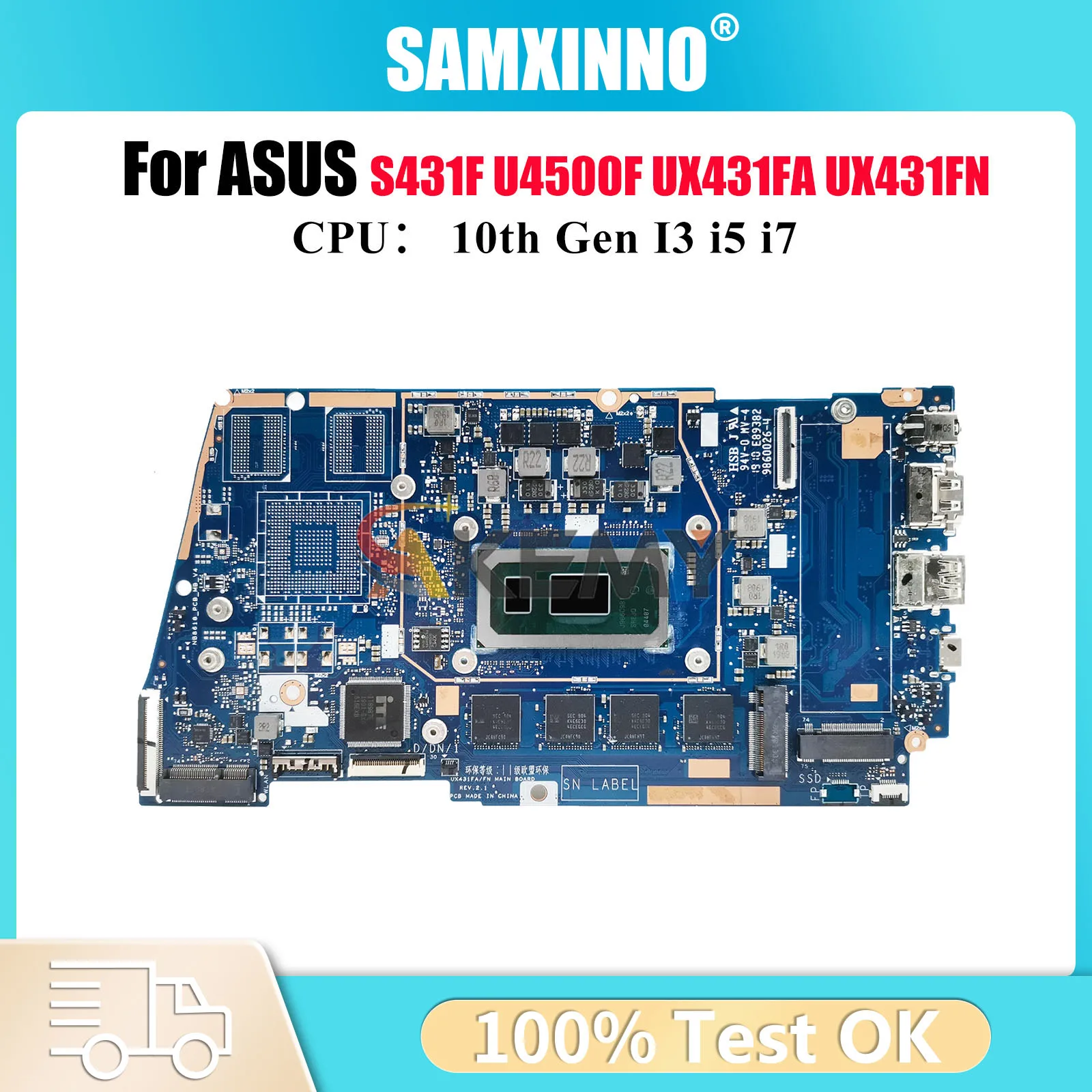 

UX431FA Материнская плата для ноутбука ASUS ZenBook UX431FA UX431F S431F S4500F X431F U4500F UX431FN Материнская плата с 10-го поколения I3 i5 i7