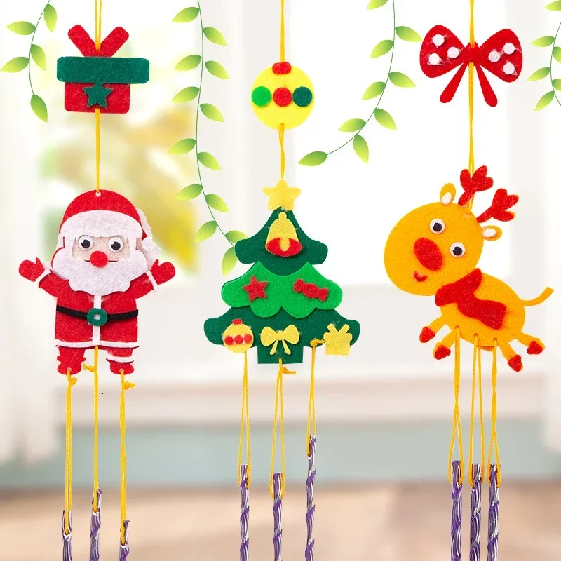 DIY Craft Kits Toy for Kids Handmade Children Toy Christmas Cartoon 3D Wind Chime Windbell Hanging Sticker Decor Montessori Game