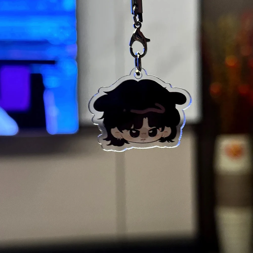 Jung kook Key Chain Cosplay Keychain Acrylic Keyring Rope Phone Chain Cute Cartoon Fiure Bag Pendant Two-sided Accessories Prop