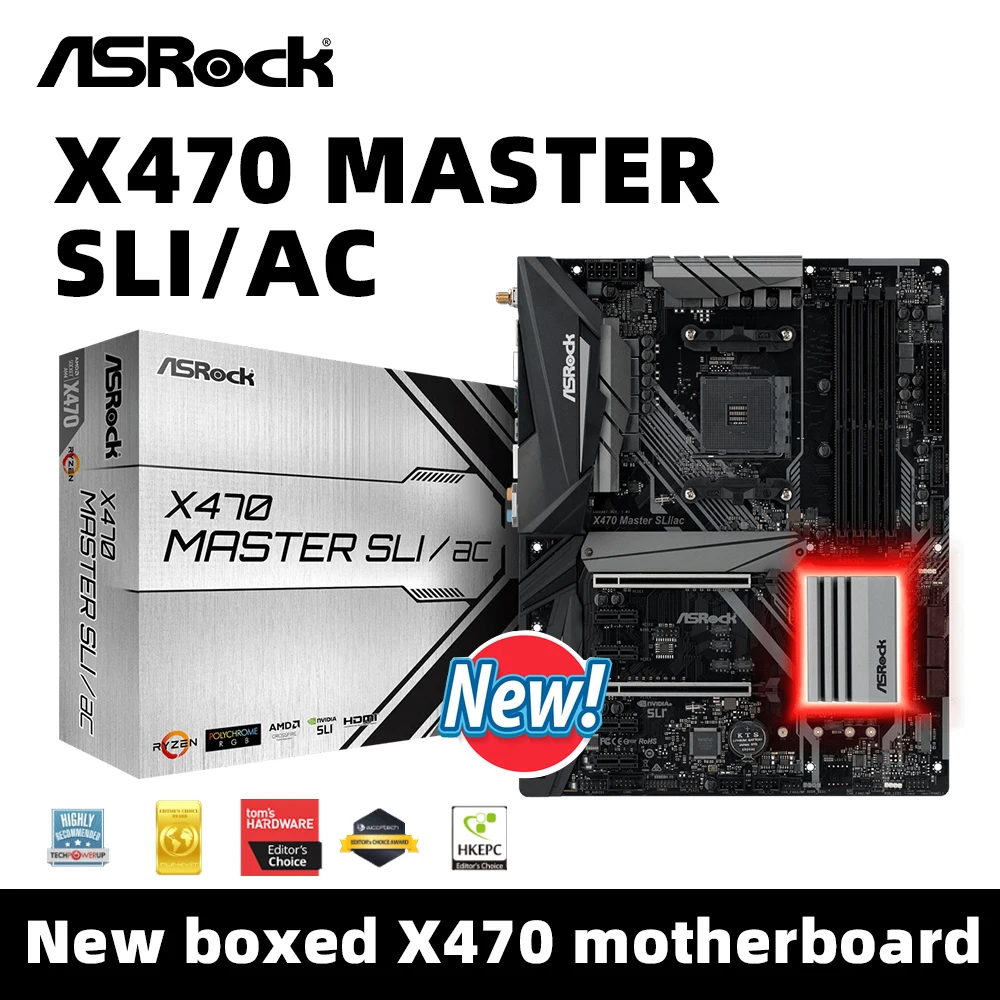 ASRock X470 Master SLI/ac Motherboard Supports AMD X470 Ryzen 9 5950X R7 5700X3D R5 5600 CPU DDR4 3466+ MHz Memory NVME M.2 SATA