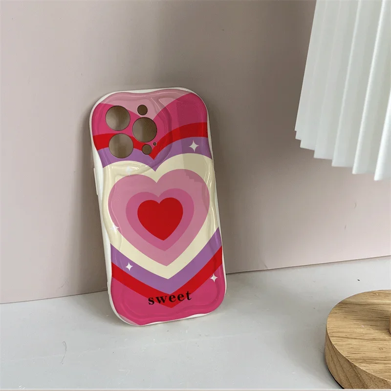 OPPO A5 A3 F29 Pro A3X A54 A3S A5S A35 A53 A9 A31 2020 A52 A72 A92 F9 F11 케이스 그라데이션 러브 하트 웨이브 엣지 커버