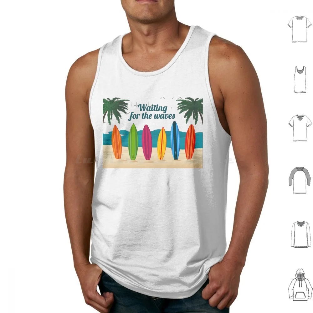 Waiting For The Waves Tank Tops Vest Sleeveless Hello Summer Enjoy The Summer Enjoy Summer Holidays Sunshine Sunglasses Beach