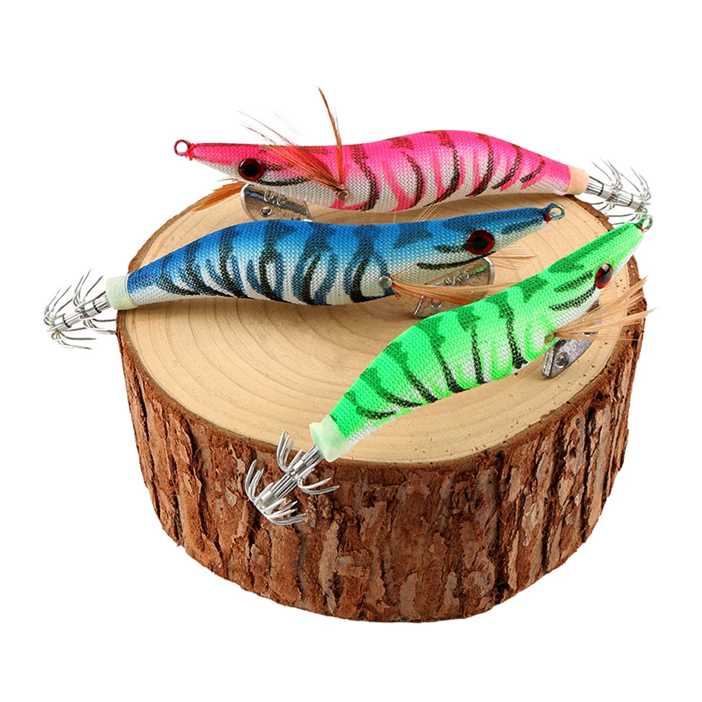 1pc Luminous wood shrimp squid hook Lightning Shrimp Luya fake shrimp bait Sea fishing squid bait hard bait Lure