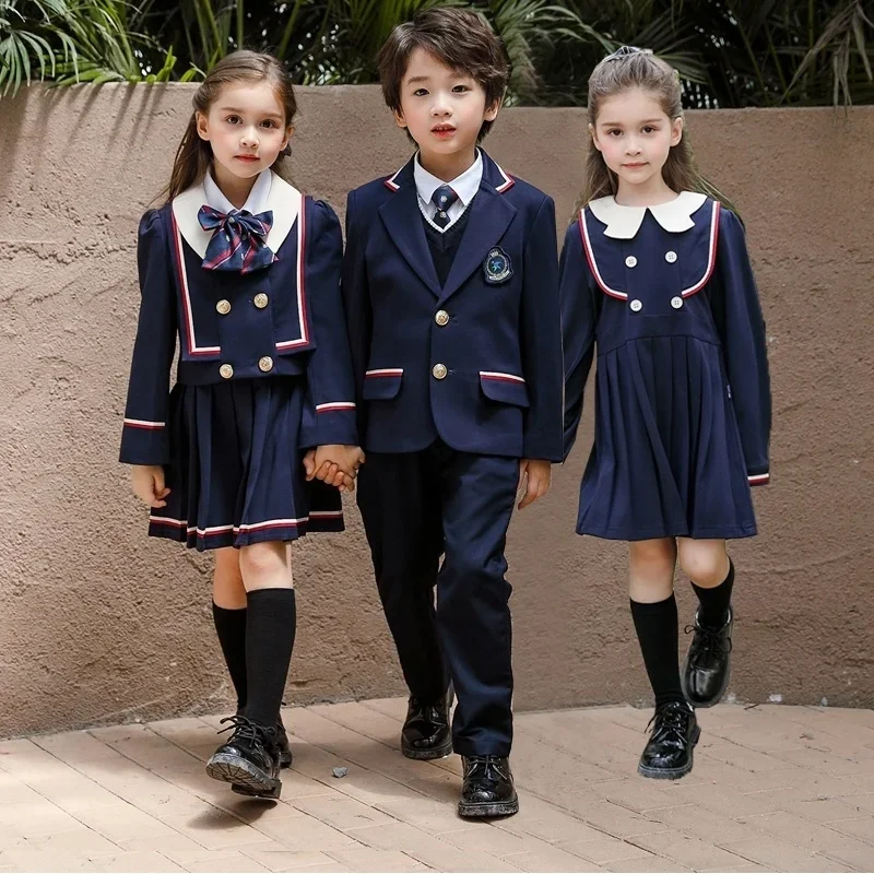 Kindergarten uniforms, spring and autumn clothing, customized primary school uniforms, three piece set,  children\'s suits,