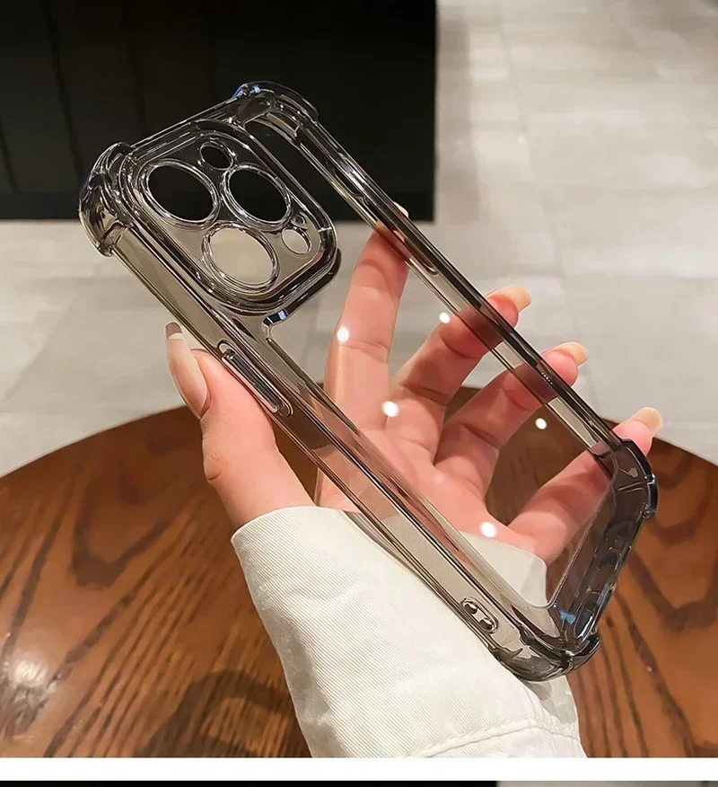 حافظة لهاتف آيفون 16 14 13 12 11 15 Pro Max X XR XS Max 7 8 16 Plus حافظة ممتصة للصدمات شفافة