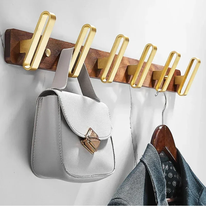 Luxury Solid Wood Household Hook Wall Coat Rack Entrance Living Room Nordic Furnitures Clothing Backpack Organizer Hanger Hooks