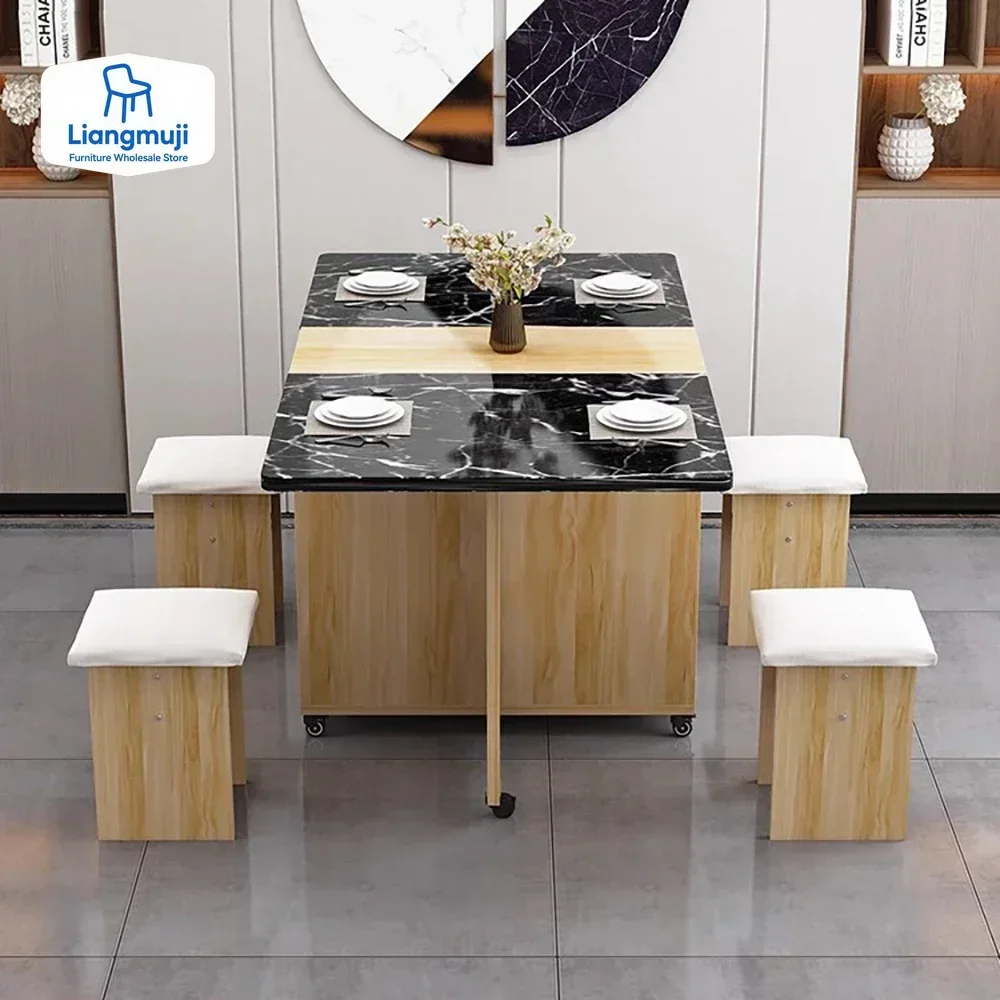 

Folding Dining Table Set 4 Chairs Italian Nordic Luxury Dining Table Decorate Simple Mesas Y Sillas De Comedor Kitchen Furniture
